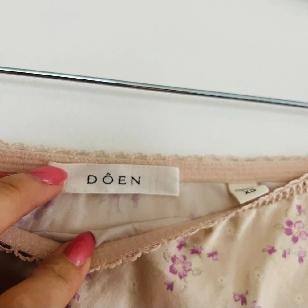 DÔEN Elowen Silk Midi Skirt XS Rose Hillside Heather Floral Bias Cut​